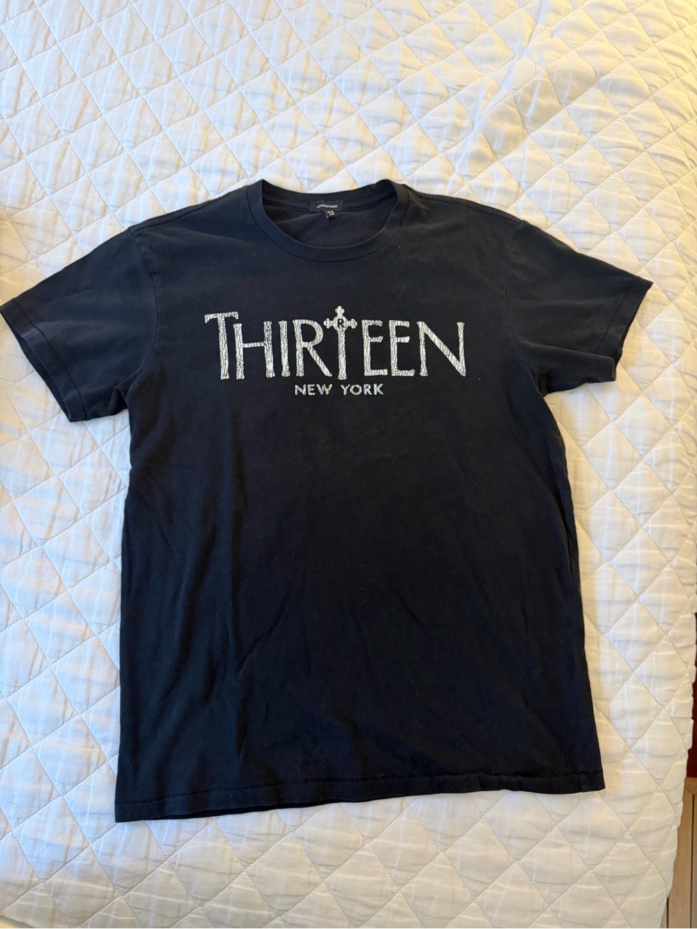 R13 Black 'THIRTEEN New York' Logo Short Sleeve Tee